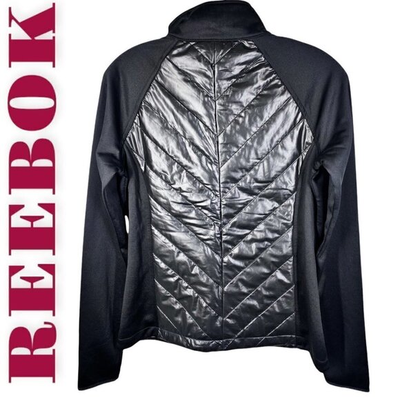 NWOT REEBOK Alpine Black Stretchy Quilted Mock Neck Full Zip Active Jacket Small - Picture 9 of 10